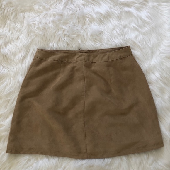 Suede-like camel mini skirt super cute w tights 8 - Picture 2 of 7